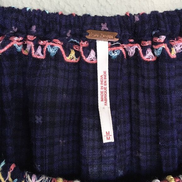 Free People Talia Top Women's M Embroidered Peasant Boho Bell Sleeve Blouse - Picture 5 of 16